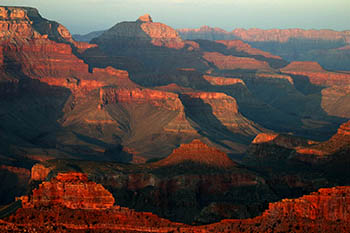Natural red rock formations of the Grand Canyon