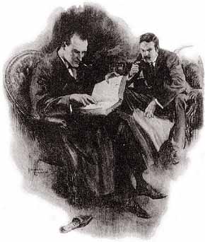 Sherlock Holmes reads a book to Dr. Watson