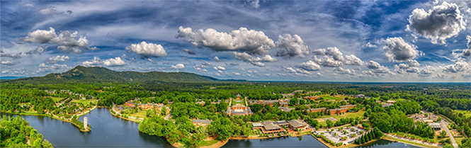 Aerial view of the Furman University campus