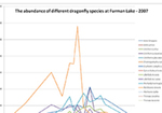 The Abundance of Different Dragonfly Species at Furman Lake - 2007 by Wade Worthen
